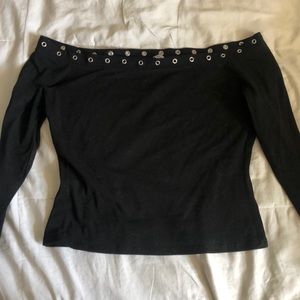 Off the shoulder grommeted crop top